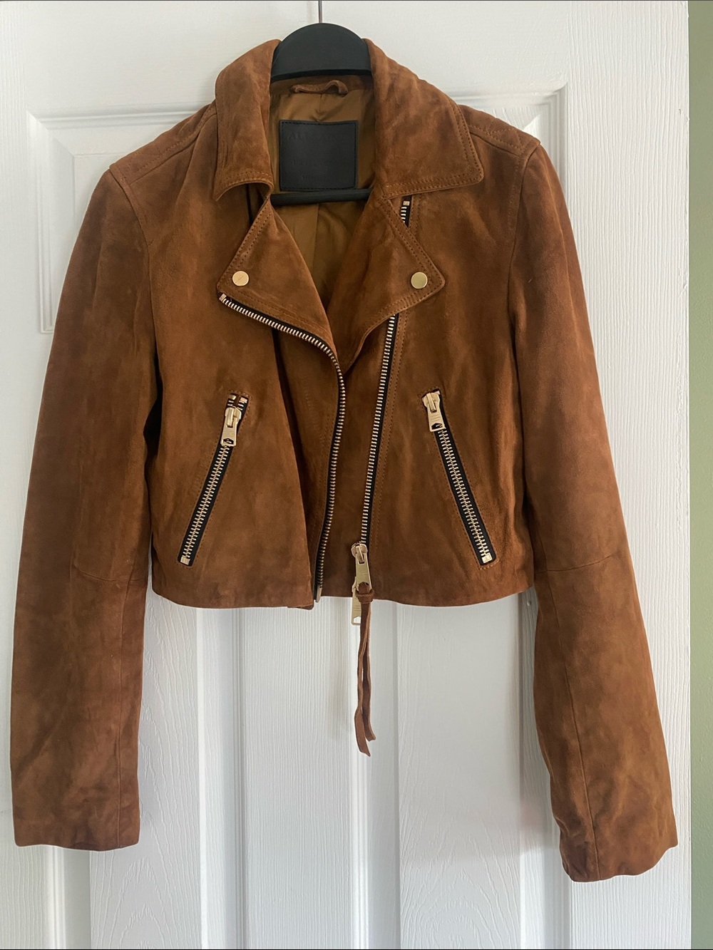 AllSaints Suede Dalby Crop Jacket